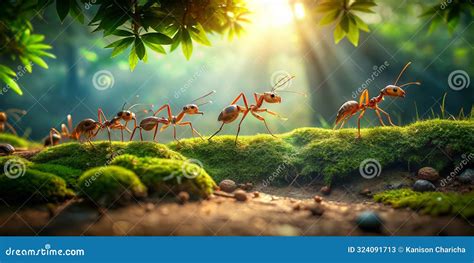 Ants Marching On A Metal Structure During Golden Hour Royalty Free