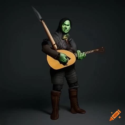 Dnd Half Orc Bard With Lute Battle Axe On Craiyon