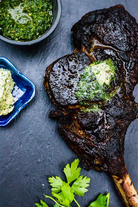 Grilled Tomahawk Steak With Chimichurri Compound Butter The Little Ferraro Kitchen