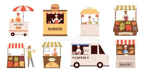 Cartoon Market Stall Stock Illustrations Cartoon Market Stall