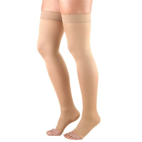 Evonation Womens Usa Made Thigh High Open Toe Compression Stockings 20 30 Mmhg Firm