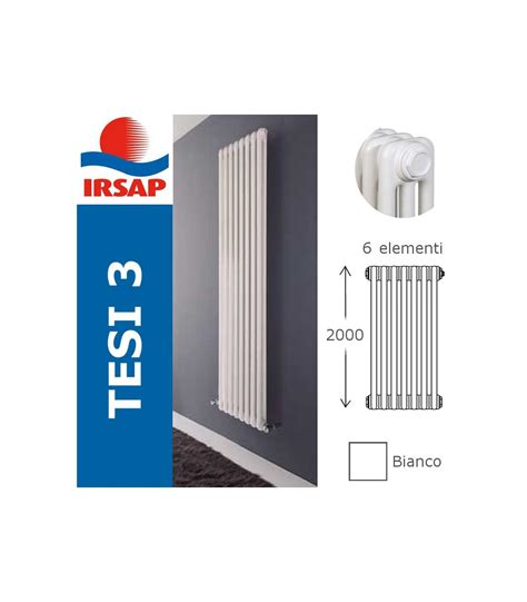 Radiatore Irsap Tesi 3 Colonne Bianco H 200 Cm