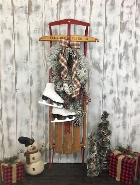 Christmas Sled Vintage Sled Old Sled Décor by RustyNailDesigners on