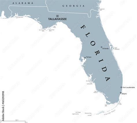 Vettoriale Stock Florida Political Map With Capital Tallahassee State In The Southeastern