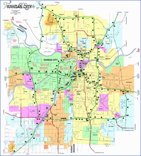 Kansas City Road Map - ToursMaps.com