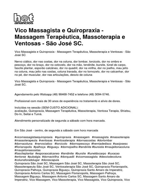 Vico Massagista E Quiropraxia Massagem Terapêutica Massoterapia E