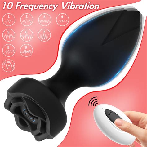 Rose Anal Plug Sex Toy Vibrator For Women Vibrating Butt Plug With 10 Vibration Modes Prostate