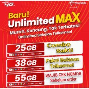 Harga Paket Data Internet Kuota Telkomsel Murah Unlimited Combo Sakti