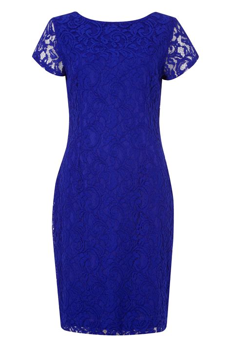 Online Exclusive Lace V Back Dress In Royal Blue Roman Originals Uk