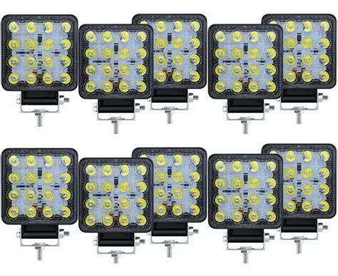 Kit 10 Farol Milha 16led 48w 12v 24v Quadrado Off road 6000k Frete grátis