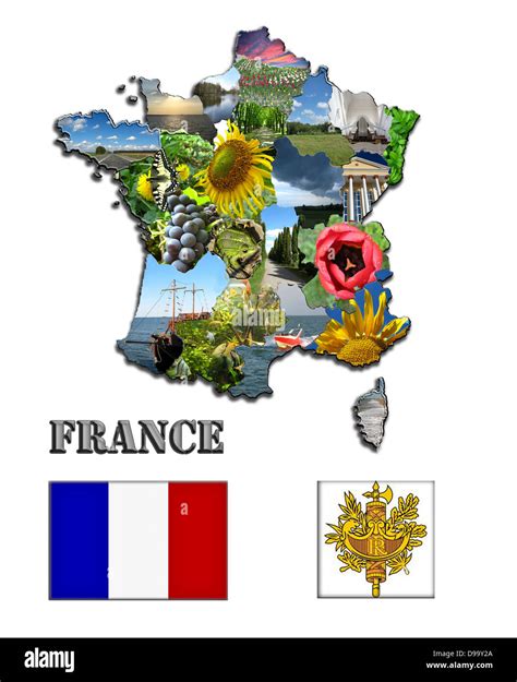 Coloured Map Of France From Images And The Herb Stock Photo Alamy