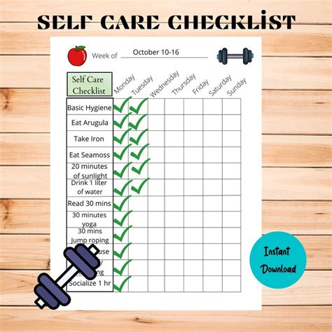 Self Care Checklist Self Care Printable Self Care Tracker Self Care Organizer Self Care