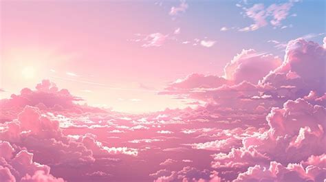 Premium Photo Serene Pink Sky With Fluffy Clouds Landscape Illustration