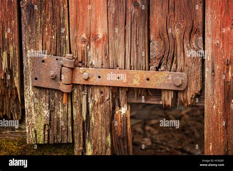 Image Of Old Worn Door With Rusty Hinge Stock Photo Alamy