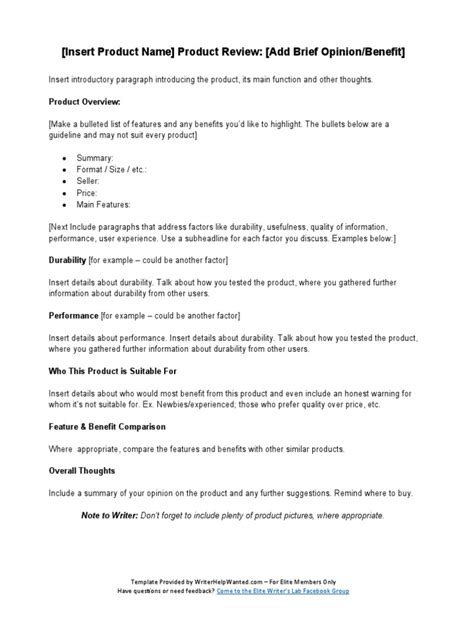 Product Review Template | PDF