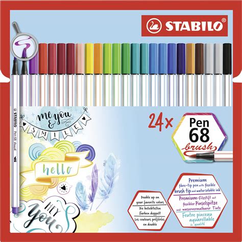 Stabilo Premium Fibre Tip Pen With Brush Tip Pen Brush Pack Of