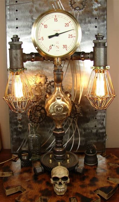 Diy lamp, Steam furniture, Steampunk lamp