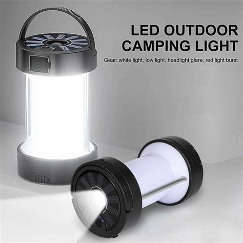 Led Solarleuchte Outdoor Camping Lampe Usb Aufladbar Laterne Akku Zelt