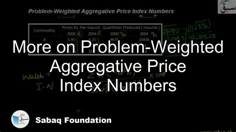 More On Problem Weighted Aggregative Price Index Numbers Lecture Sabaq Pk Youtube