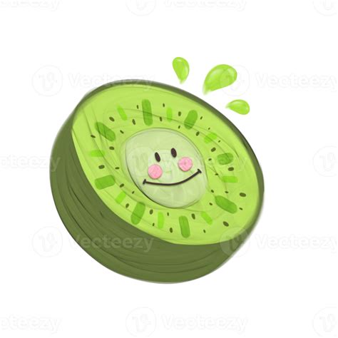 Cute Kiwi Fruit Stationary Sticker Oil Painting Png