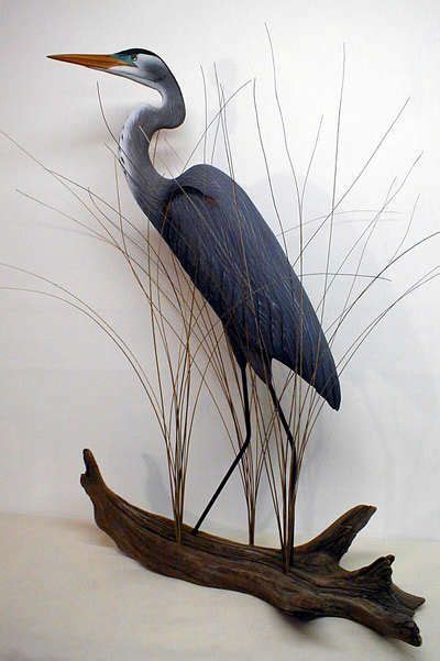 Beautiful Carving Of A Great Blue Heron Blue Heron Bird Carving