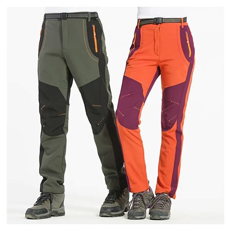 Outdoor Men Women Hiking Pants Waterproof Softshell Trousers Winter ...