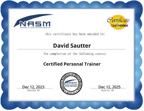 Nasm Certified Personal Trainer Certificate Write Fit