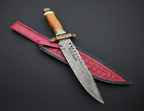 Handmade Damascus Steel Battle Ready Combat Replica Bowie Inspire Uplift