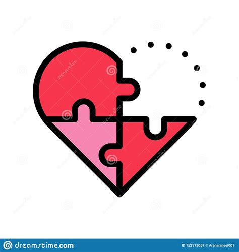 Puzzle Heart Vector Valentine And Love Related Filled Outline Icon