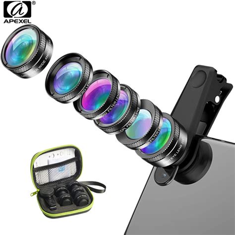 Apexel New 6in1 Kit Camera Lens Photographer Mobile Phone Lenses Kit