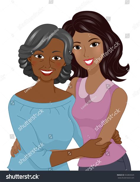 Illustration African American Girl Her Arms เวกเตอร์สต็อก ปลอดค่า