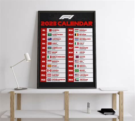 F1 2023 Calendar Poster F 1 2023 Season Calendar Poster F1 - Etsy