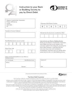 Fillable Online Instruction To Your Bank Or Building Society To Pay By