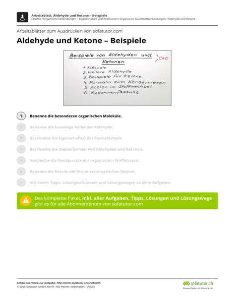 Aldehyde Und Ketone Beispiele