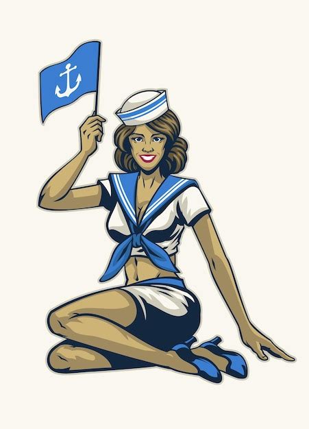 Premium Vector Sexy Vintage Sailor Pinup Girl