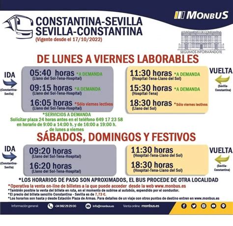 Horario Autobuses Constantina Sevilla Los Pinos