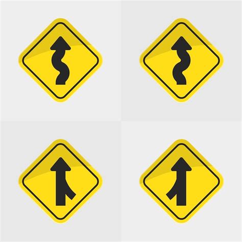 Premium Vector Yellow Road Signs Eps Vector