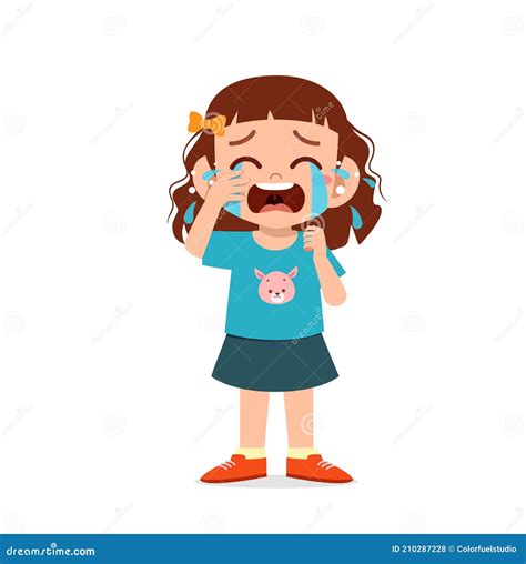 Cute Little Girl with Crying and Tantrum Expression Stock Vector ...