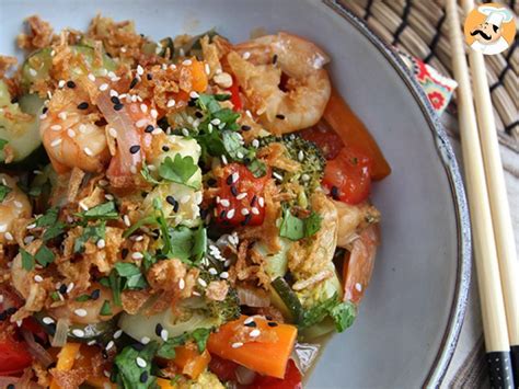 Wok De Verduras Con Gambas Receta Petitchef