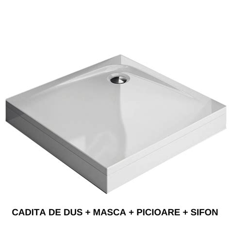 Set Cabina De Dus Cu Cadita Kolpasan Eco Quat 90x90 Cm Patrata