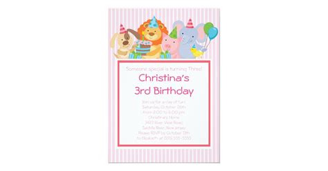 Cute Party Animals Birthday Party Invitations