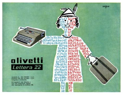 PUBBL 1953 OLIVETTI LETTERA 22 MACCHINA DA SCRIVERE COLORI DESIGN R