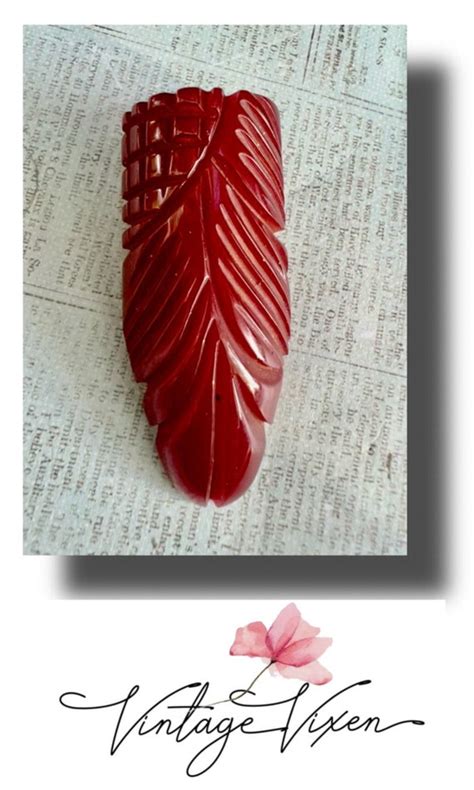 Bakelite Carved Leaf Dress Sweater Clip Gem