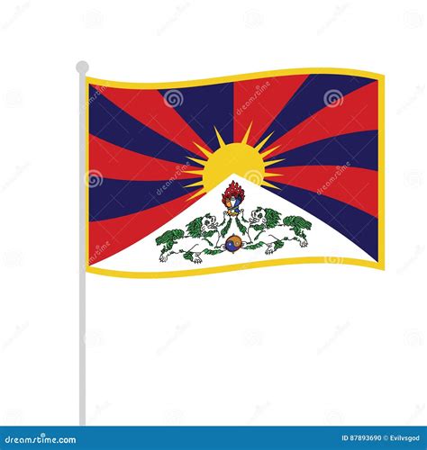 Waved Tibetan Flag Vector Illustration | CartoonDealer.com #87893690