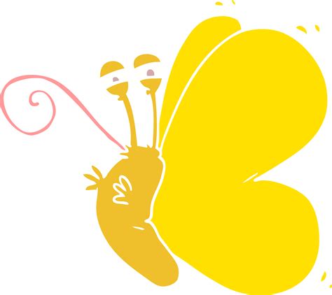 Mariposa De Dibujos Animados De Estilo De Color Plano Divertido 40299612 Png