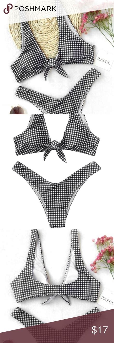 Front Tie Plaid Bikini Set Plaid Bikinis Bikinis Bikini Set