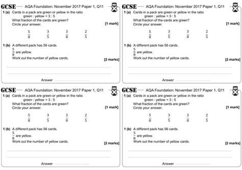 Converting Ratios To Fractions Gcse Questions Foundation Aqa Teaching Resources