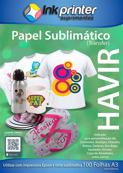 Papel Sublim Tico Havir A Folhas Tintas Para Impressora