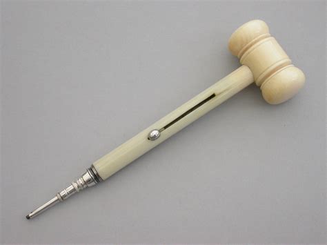 Victorian Novelty Silver Mounted Ivory Gavel Propelling Pencil By