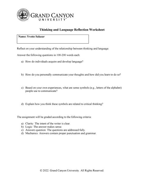 PHI105 Thinking Reflection Essay Thinking And Language Reflection